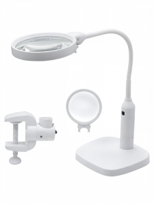 Лупа настольная с подсветкой на гибкой ноге с прищепкой 2 в 1 Орбита OT-INL76